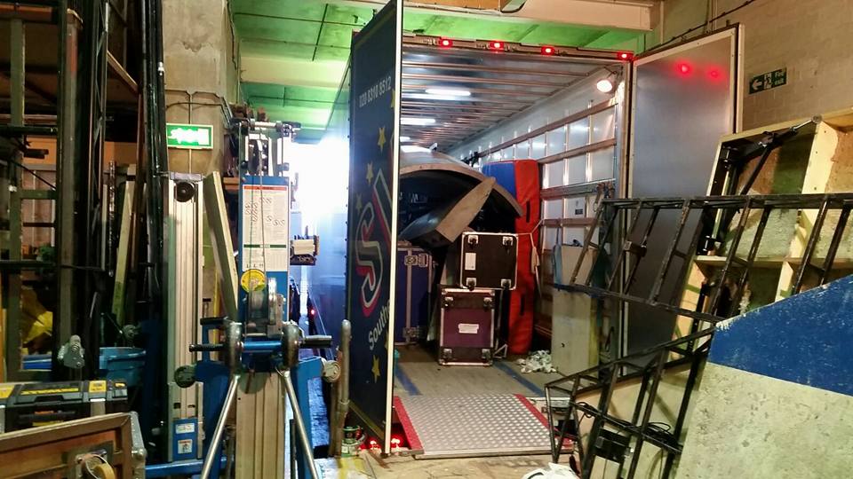 SVL truck in a theatre loading bay