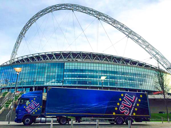 Conference transport lorry outside Wembley Stadium